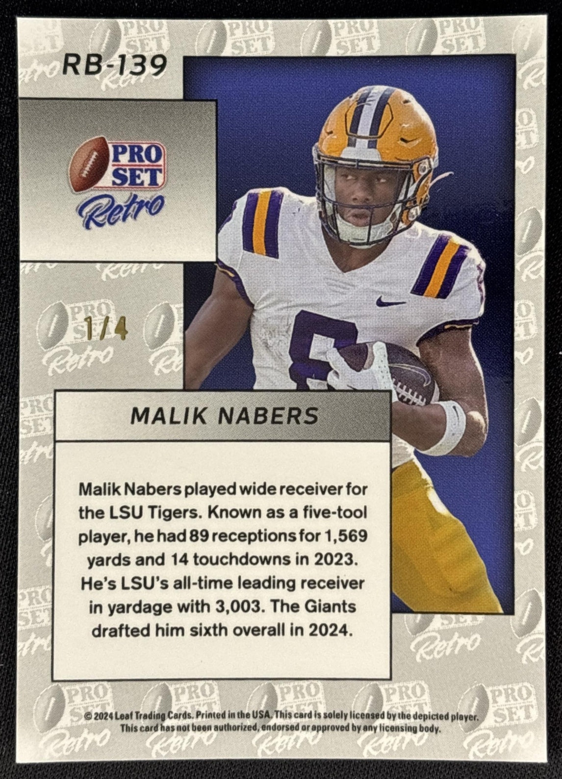 Malik Nabers 2024 Leaf Retro Rookie /4 Giants back