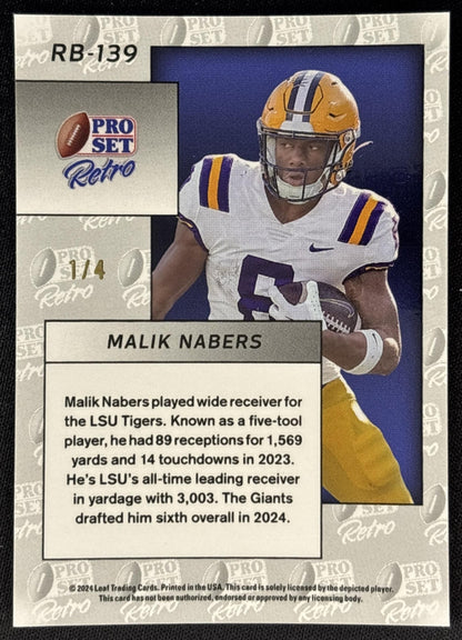 Malik Nabers 2024 Leaf Retro Rookie /4 Giants back