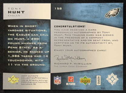 Tony Hunt 2007 Upper Deck Ultimate Collection /250 Eagles - Back