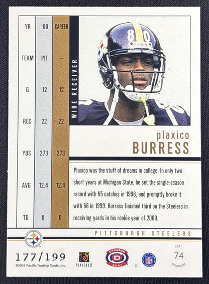 Plaxico Burress 2001 Pacific Dynagon Retail Silver /199 Steelers
