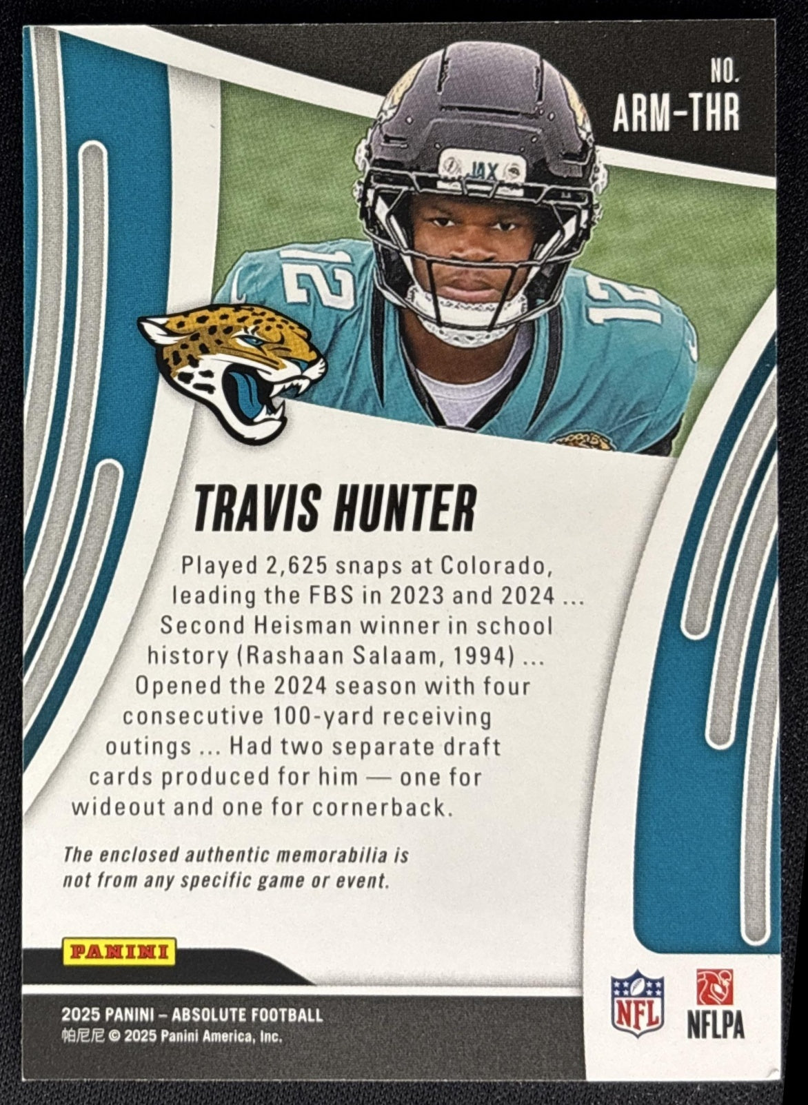 Travis Hunter 2025 Panini Absolute Rookie Materials Jaguars Sports Trading Cards