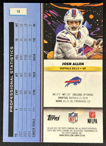 Josh Allen 2025 Topps Cosmic Chrome Bills back
