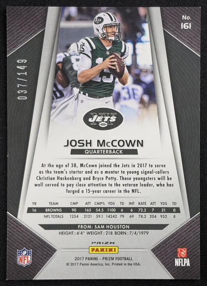 Josh McCown 2017 Panini Prizm Blue Wave /149 Jets