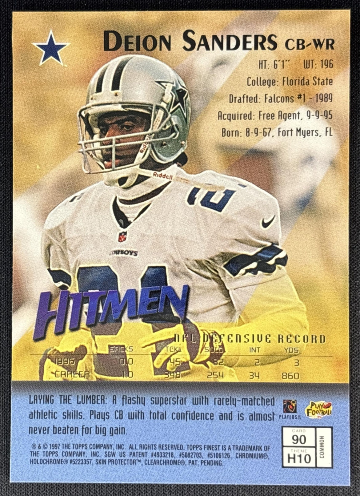 Deion Sanders 1997 Topps Finest Cowboys