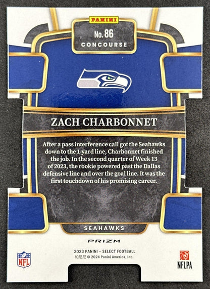 Zach Charbonnet 2023 Panini Select Red and Blue Prizms Die Cut Seahawks Sports Trading Card