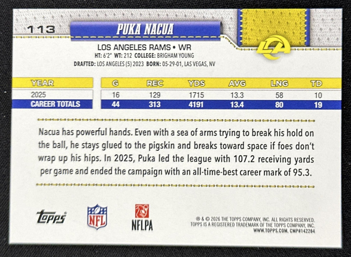 Puka Nacua 2026 Topps Flagship Fanatics Foil Rams