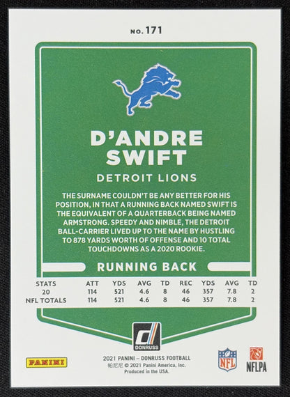 D Andre Swift 2021 Panini Donruss Press Proof Variation Premium Lions - Detroit Lions