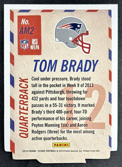 Tom Brady 2014 Panini Score Air Mail Blue Patriots Back