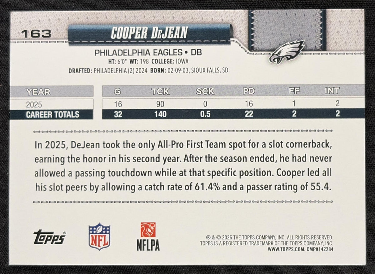Cooper DeJean 2026 Topps Rainbow Foil Eagles