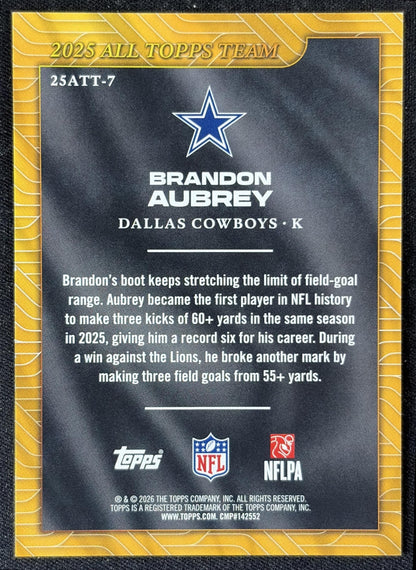 Brandon Aubrey 2026 Topps 2025 All-Topps Team Cowboys back