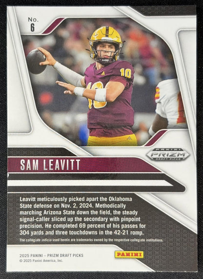 Sam Leavitt 2025 Panini Prizm Draft Picks Sun Devils back