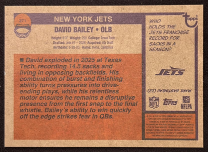 David Bailey 2026 Topps Heritage Dark Green Border Jets