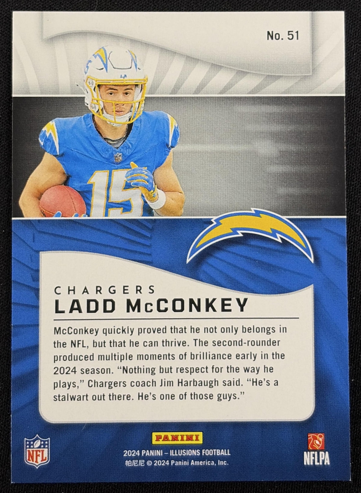 Ladd McConkey 2024 Panini Illusions Emerald Trophy Collection Chargers Sports Trading Card