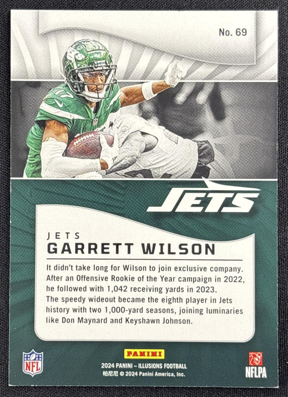 Garrett Wilson 2024 Panini Illusions Pink Trophy Collection /299 Jets