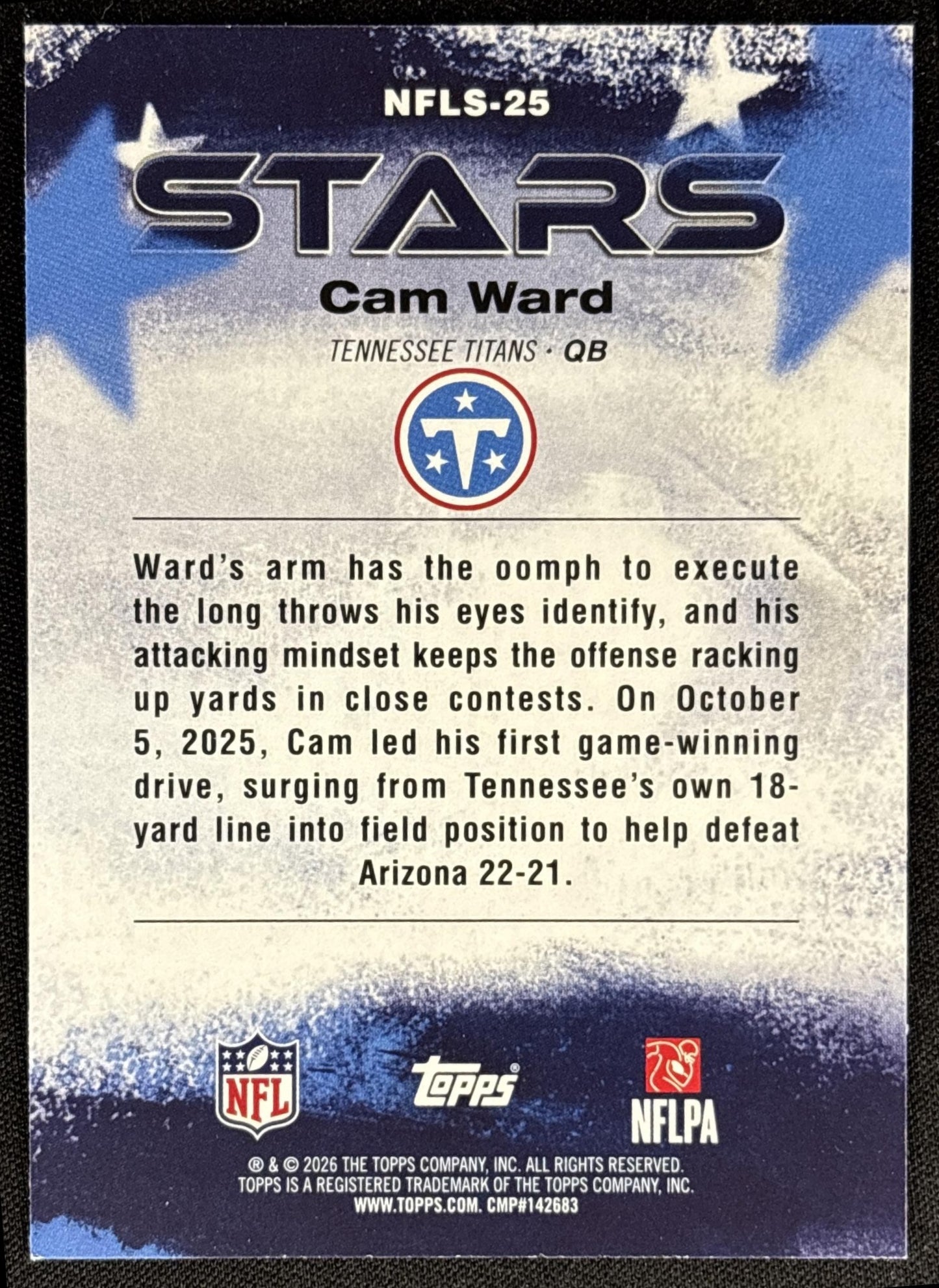 Cam Ward 2026 Topps NFL Stars Titans