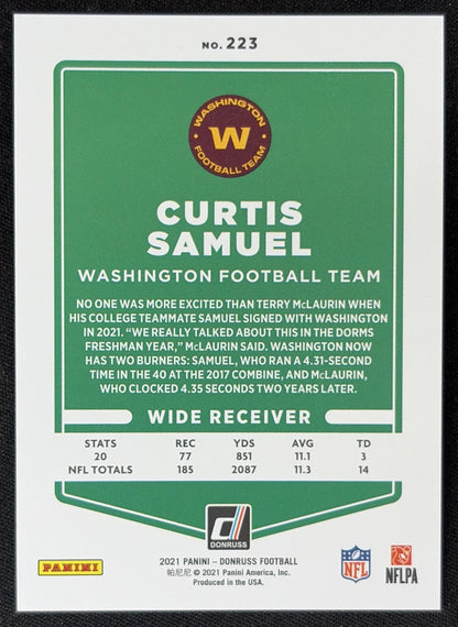 Curtis Samuel 2021 Panini Donruss Press Proof Premium Commanders Sports Trading Card