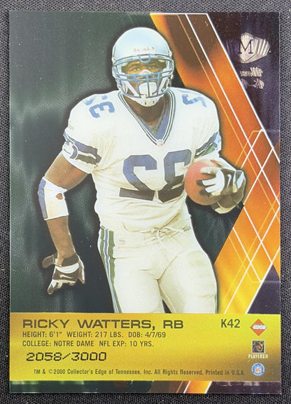 Ricky Watters 2000 Collector's Edge Masters K Klub /3000 Seahawks