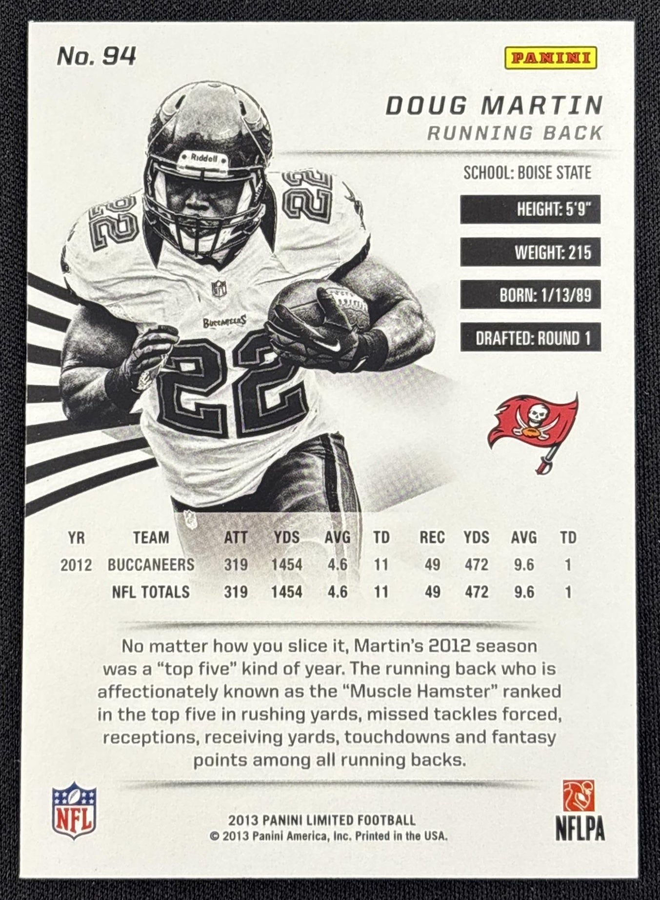 Doug Martin 2013 Panini Limited Gold Spotlight /25 Buccaneers