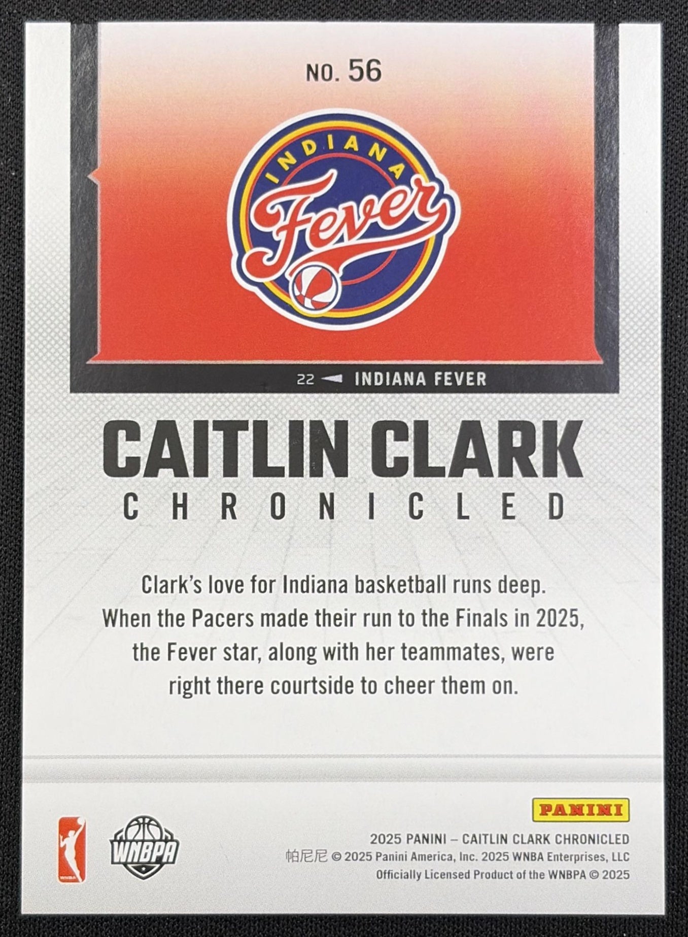 Caitlin Clark 2025 Panini Chronicled Life Style Red and Blue Holo /99 Fever Indiana Fever