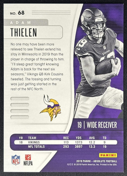 Adam Thielen 2019 Panini Absolute Spectrum Blue /50 Vikings back