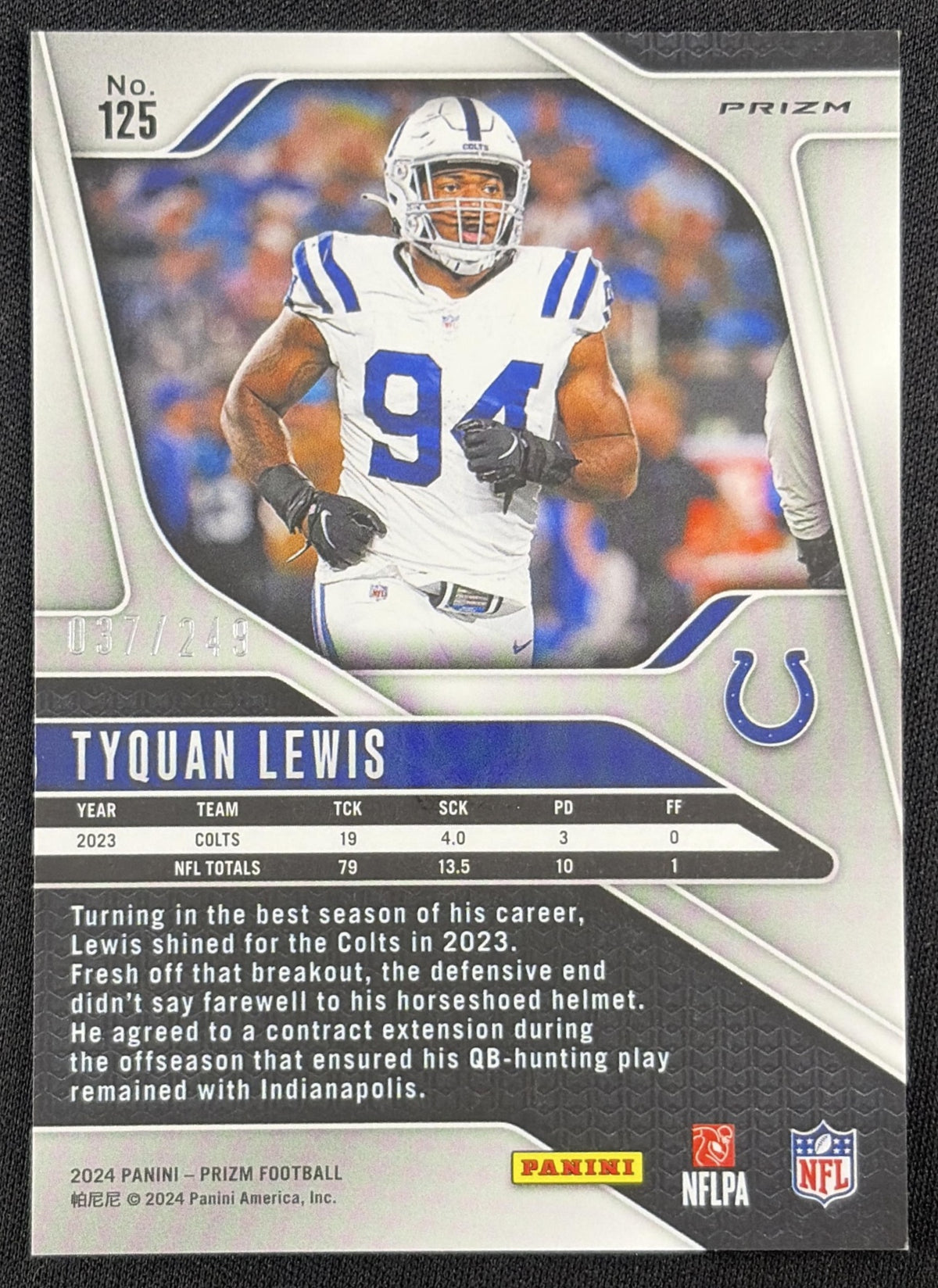 Tyquan Lewis 2024 Panini Prizm Orange /249 Colts