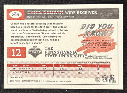 Chris Godwin 2017 Panini Classics Red Back /299 Buccaneers