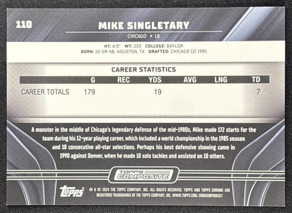 Mike Singletary 2023 Topps Composite Chrome Black Purple Mini Diamond Refractor /150 Bears