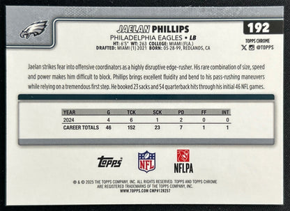 Jaelan Phillips 2025 Topps Chrome Eagles Sports Trading Cards