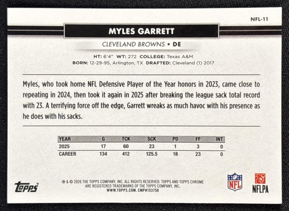 Myles Garrett 2026 Topps NSCC Collection NFL Browns Sports Trading Cards