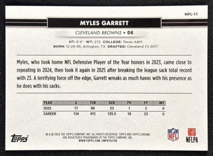 Myles Garrett 2026 Topps NSCC Collection NFL Browns Sports Trading Cards