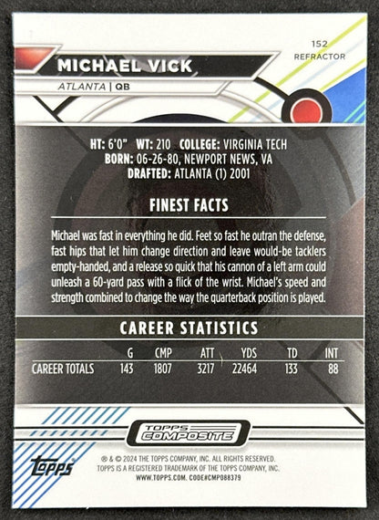 Michael Vick 2023 Topps Composite Finest Refractor Falcons back sports trading card