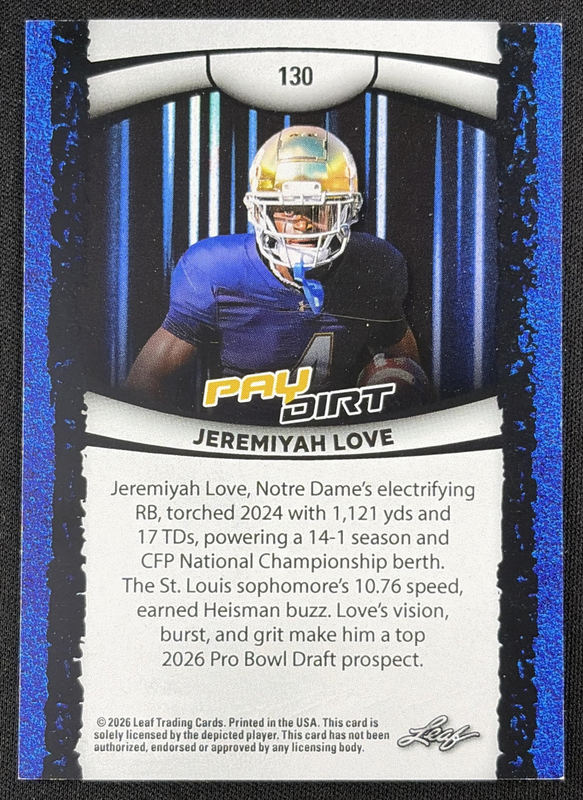 Jeremiyah Love 2026 Leaf Paydirt Platinum /45