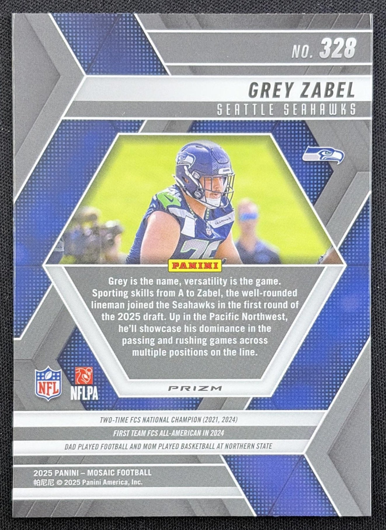 Grey Zabel 2025 Panini Mosaic Rookies Red Prizm Seahawks Seattle Seahawks