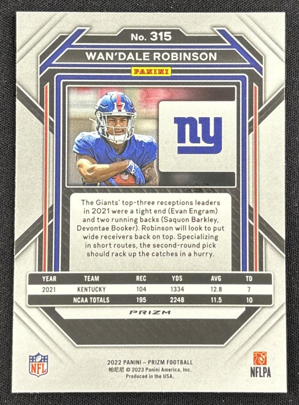 Wan Dale Robinson 2022 Panini Prizm Green Giants