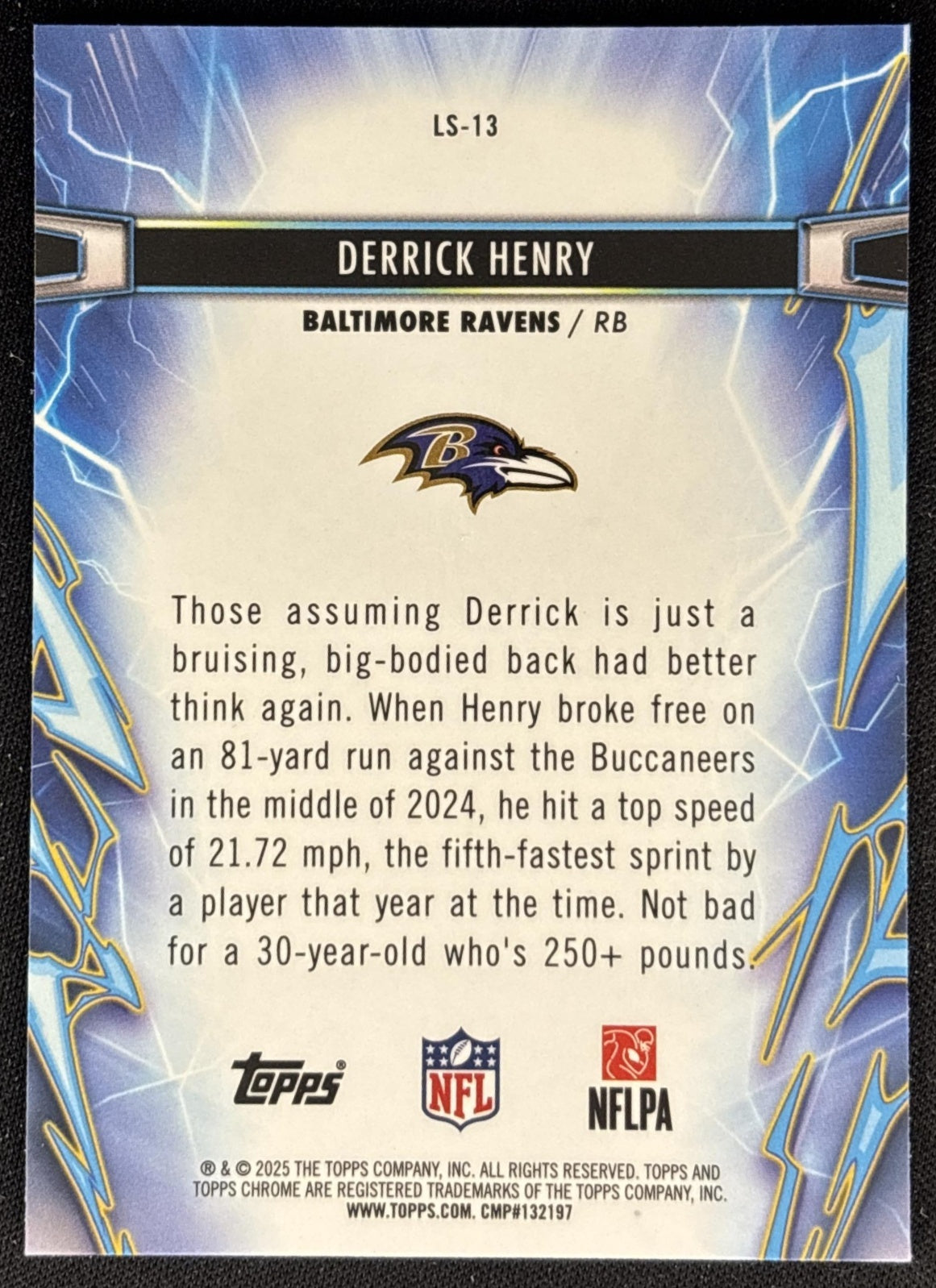 Derrick Henry 2025 Topps Cosmic Chrome Light Speed Ravens back
