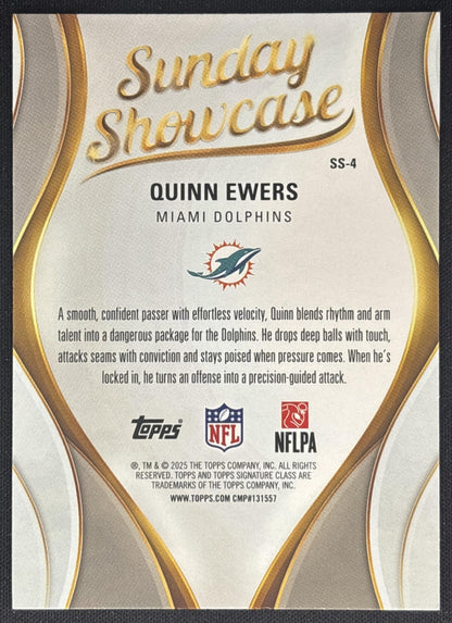 Quinn Ewers 2025 Topps Signature Class Sunday Showcase Dolphins back