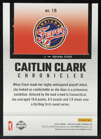 Caitlin Clark 2025 Panini Chronicled WNBA Holo Fever 18