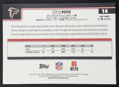 Kyle Pitts 2025 Topps Chrome Purple Refractor /75 Falcons back