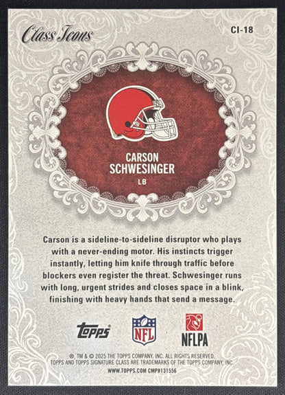 Carson Schwesinger 2025 Topps Signature Class Icons Browns back