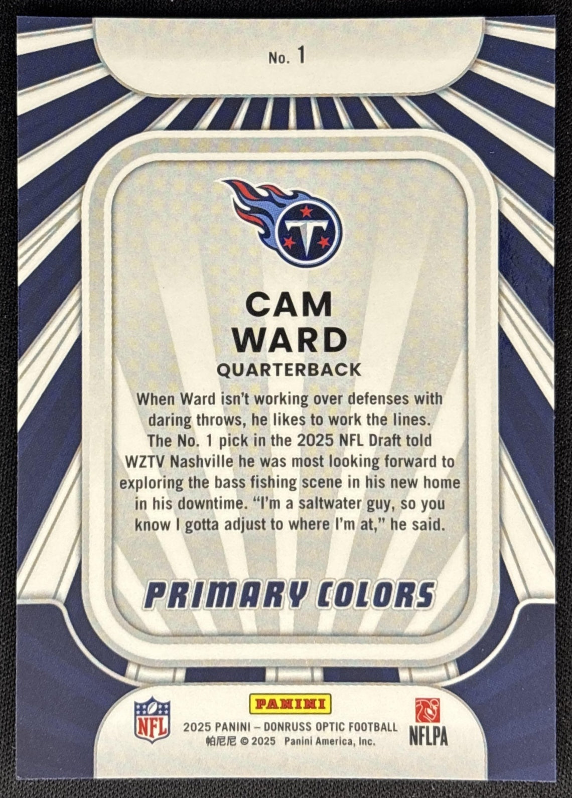 Cam Ward 2025 Panini Donruss Optic Rookie Primary Colors Titans Sports Trading Cards