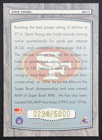 Steve Young 1999 Donruss Gridiron Kings Canvas /5000 49ers San Francisco 49ers back