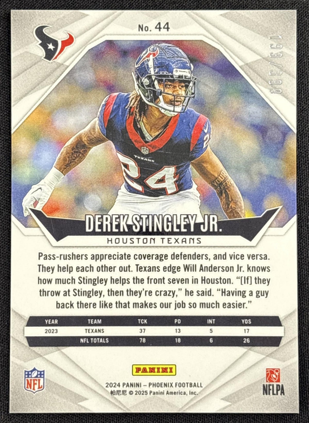 Derek Stingley Jr. 2024 Panini Phoenix /399 Texans