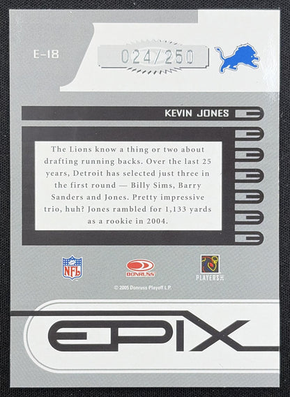 Kevin Jones 2005 Donruss Zenith Epix Red 1st Prospect Down /250 Lions