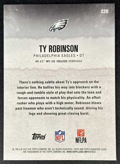 Ty Robinson 2025 Topps Signature Class Green & Purple Rookie Eagles back