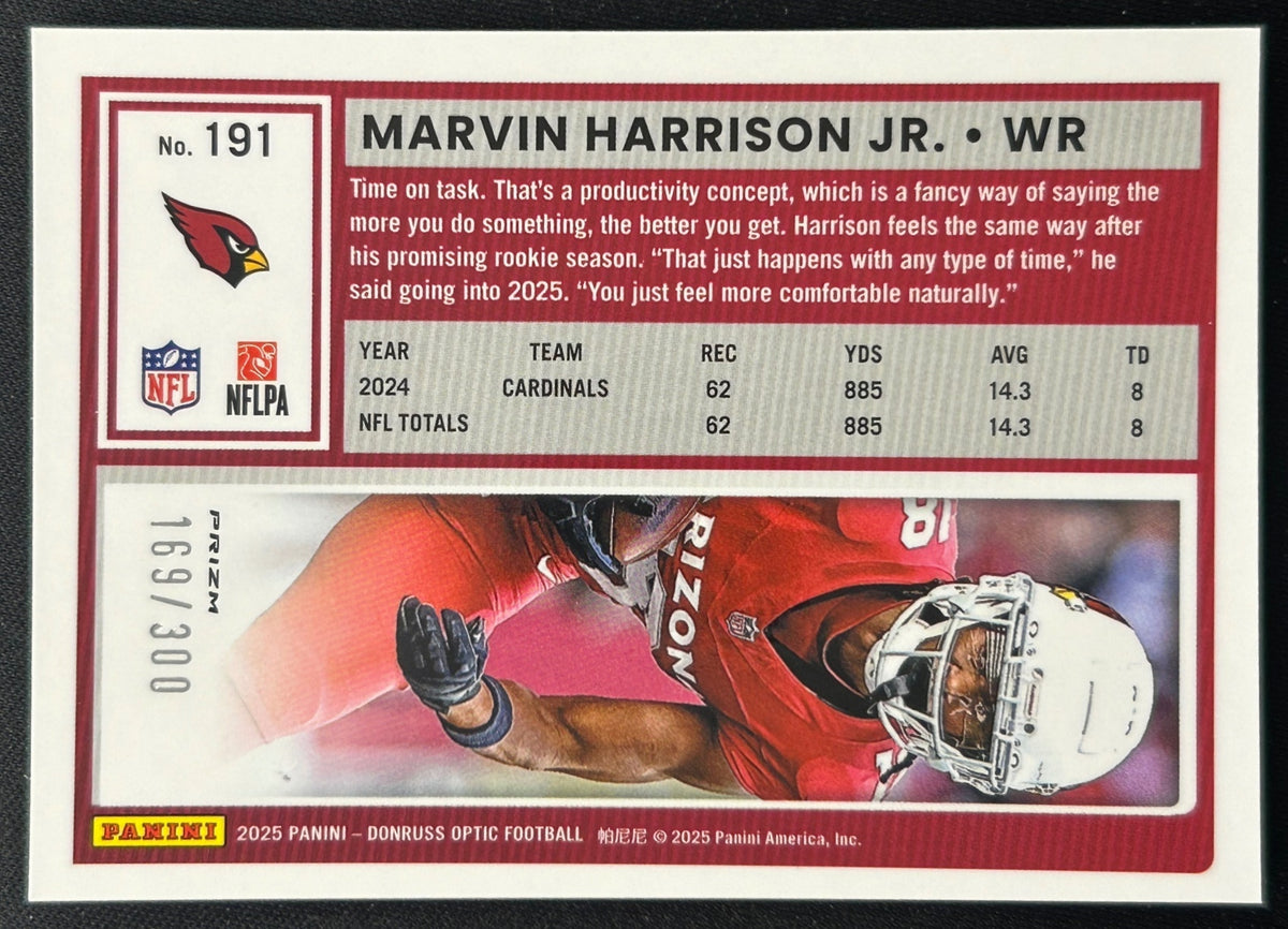 Marvin Harrison Jr. 2025 Panini Donruss Optic Wave Prizm /300 Cardinals Sports Trading Cards
