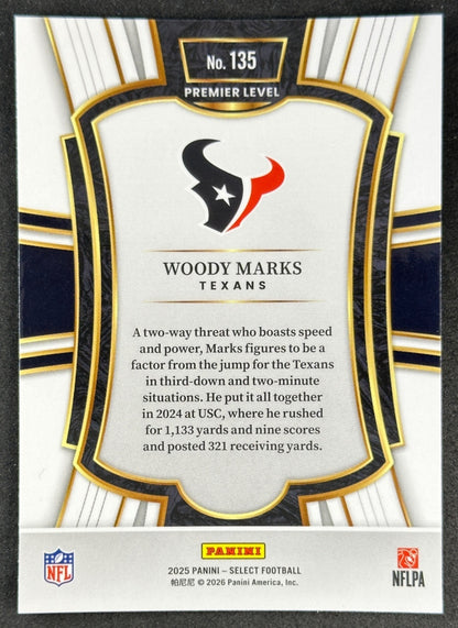 Woody Marks 2025 Select Premier Level Texans Sports Trading Cards