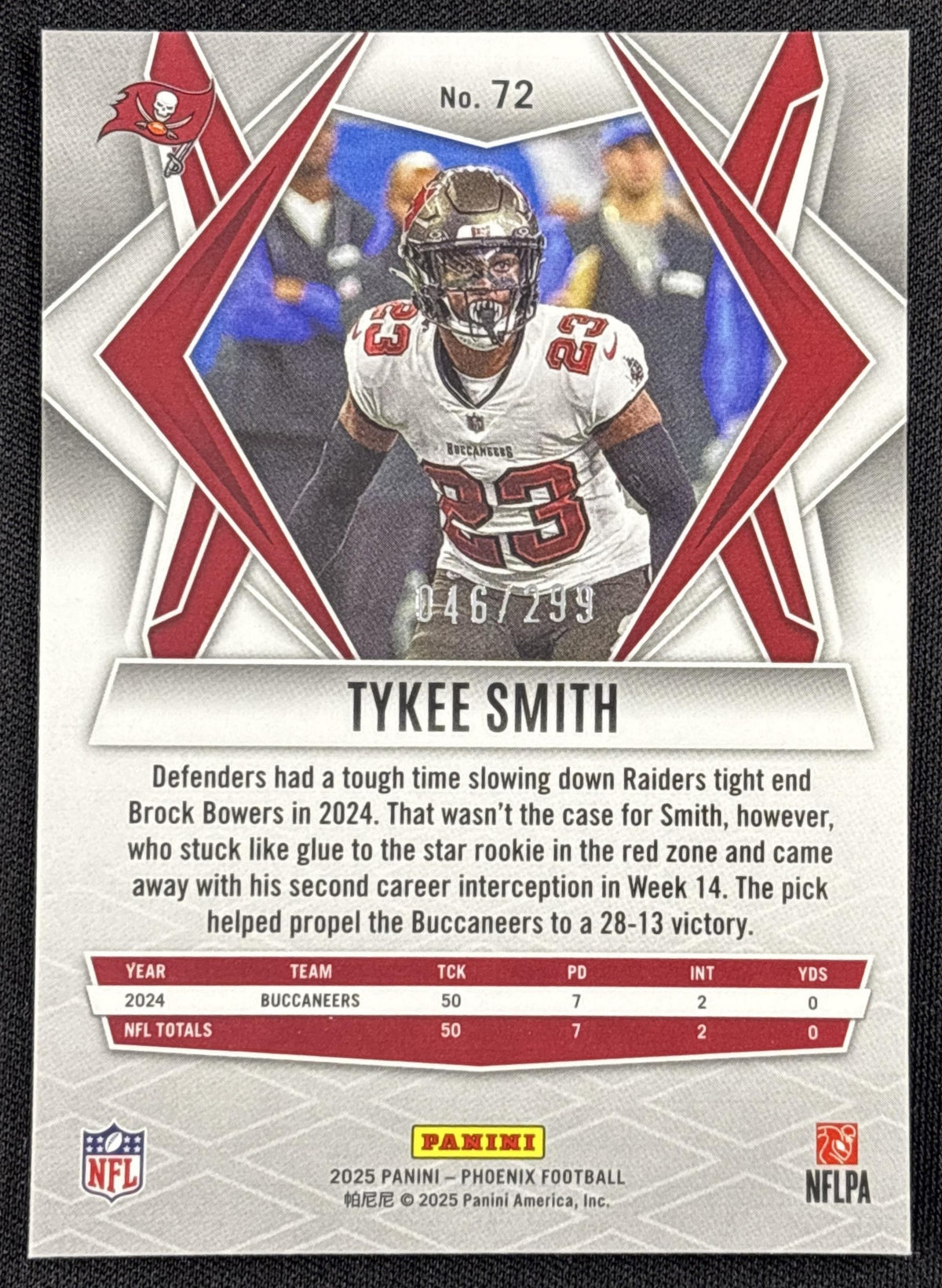 Tykee Smith 2025 Panini Phoenix Pink Hyper Prizm /299 Buccaneers