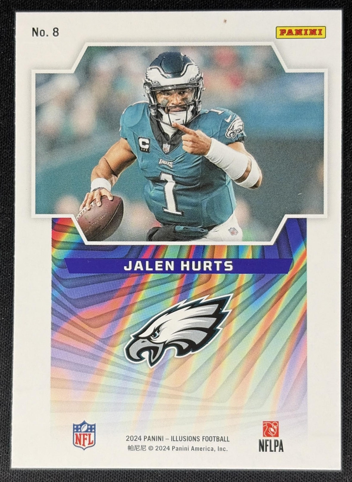 Jalen Hurts 2024 Panini Illusions Game Magicians Eagles back