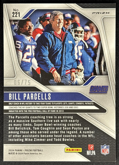 Bill Parcells 2024 Panini Prizm No Huddle Red /75 Giants Sports Trading Cards