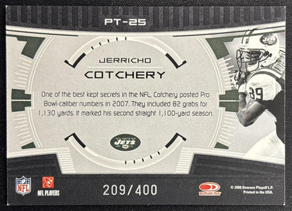 Jerricho Cotchery 2008 Donruss Elite Prime Targets Black /400 Jets back